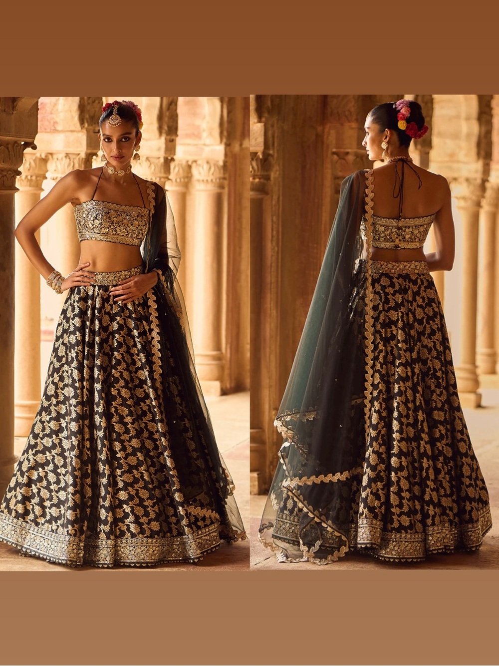 Brand New Black & Gold Lashkaraa Lehenga